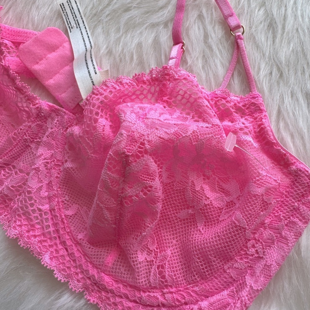 NWOT Free People Intimately Lace Underwire Bra Pink Size 32C - Picture 5 of 10